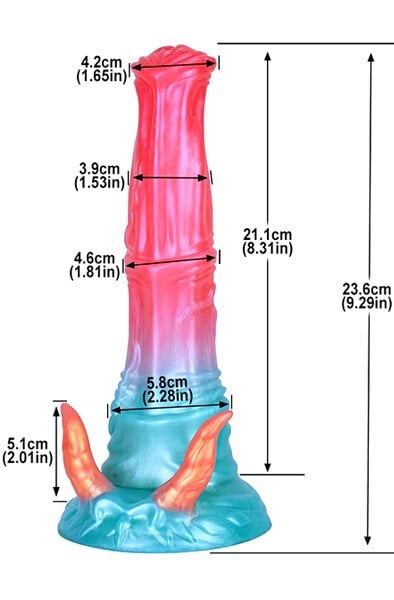 Alien Beast Cyan Rainbow Dildo 23,5 cm