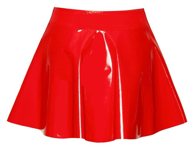 Vinyl Mini Skirt Red