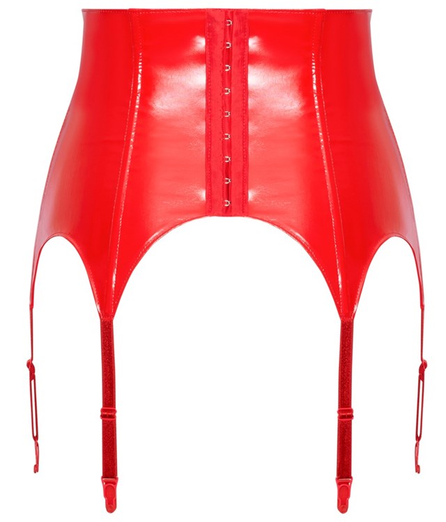 Vinyl Suspender Belt Red