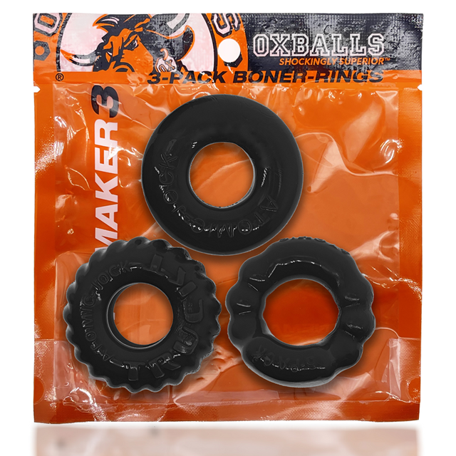 Bonemaker - 3-pack Boner Cockring Kit - Black