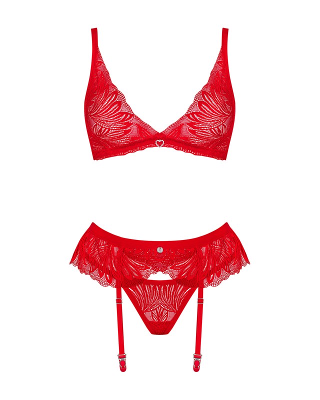 CHILISA RED SET WITH GARTER BELT