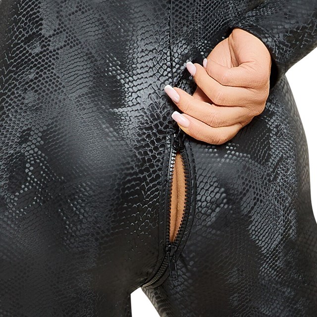 Snakeskin Jumpsuit Black