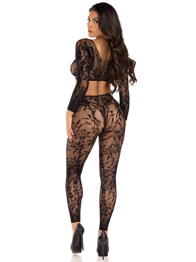 Crop Top & Footless Tights Black