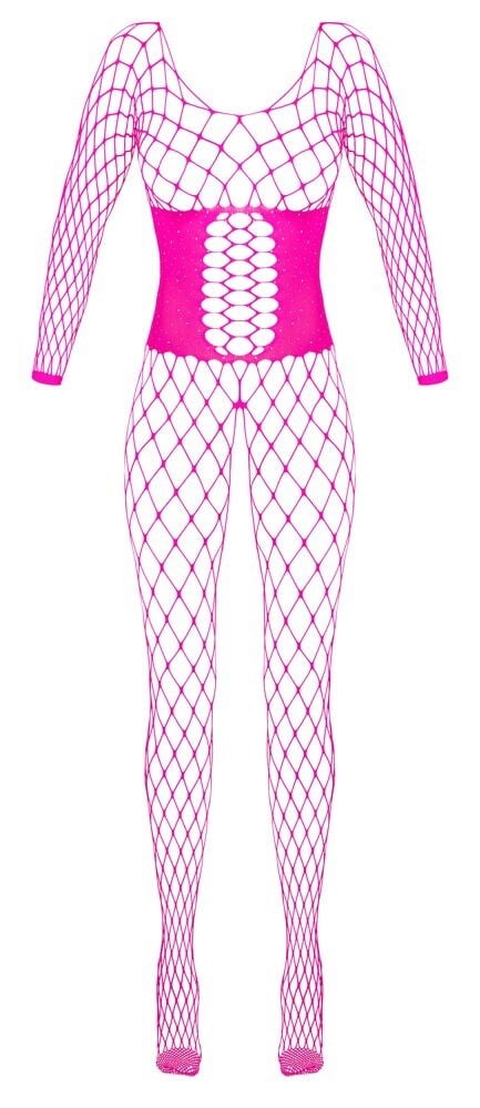 Crotchless Catsuit With Long Sleeves Pink