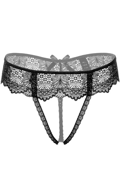 Delphine Crotchless String Black