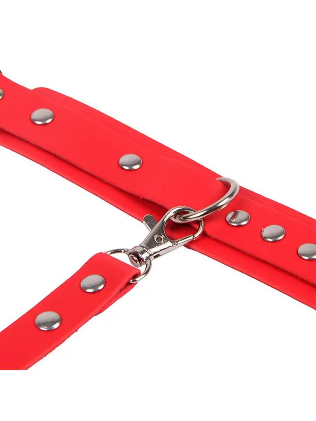 Handcuffs With Bondage Belt Red One Size