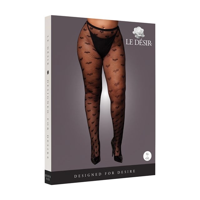 Heart Patterned Tights - Plus Size - Black