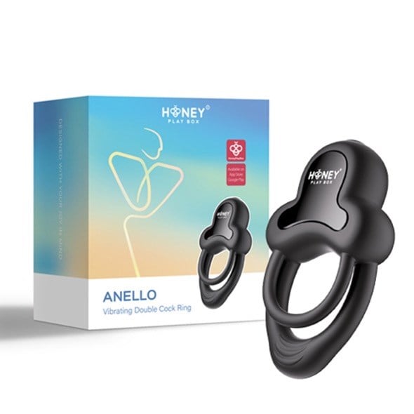 Anello-App-Controlled Vibrating Double Cock Ring with Clitoral Stimulator Black