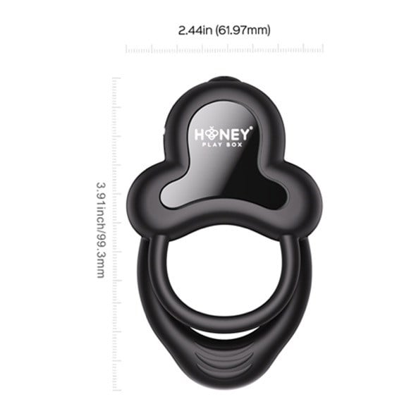 Anello-App-Controlled Vibrating Double Cock Ring with Clitoral Stimulator Black