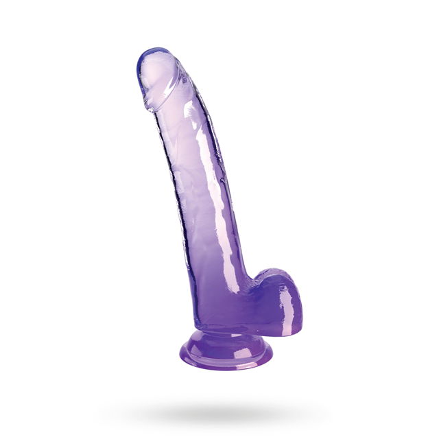 King Cock Clear 23 cm with Balls - Purple