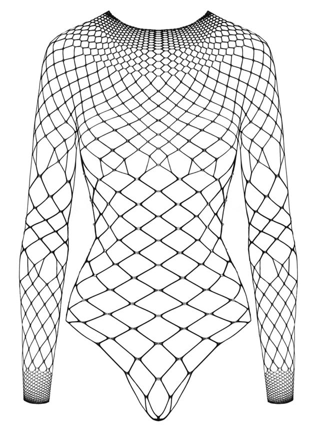 Net Thong Body With Sleeves