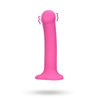 Non-phallic Vibrating Dildo - Medium - Powerful Pink