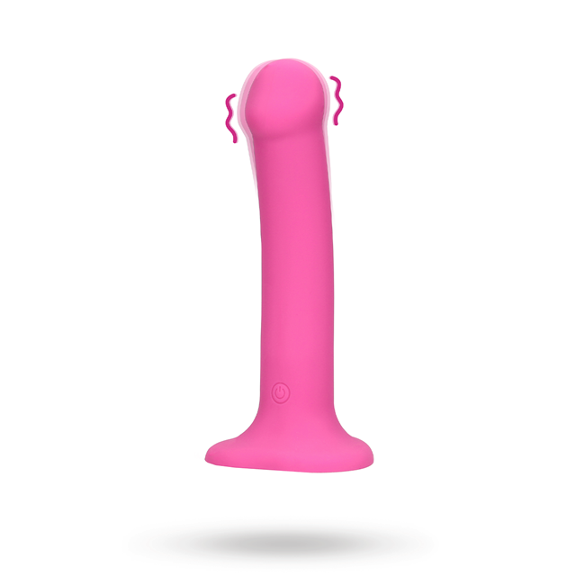 Non-Phallic Vibrating Dildo - Medium - Powerful Pink