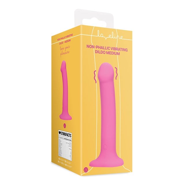 Non-Phallic Vibrating Dildo - Medium - Powerful Pink