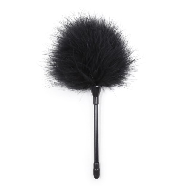 O Shape Fur Short Wand Tickler - SVART FJÄDERKITTLARE