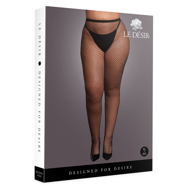 Panty with Small Fishnet Structure Plus size - Black