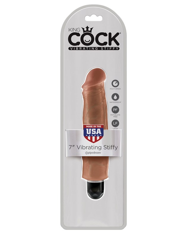 King Cock 7″ Vibrating Stiffy Tan Flesh