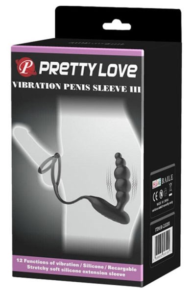 Pretty Love Vibration Penis Sleeve III Black