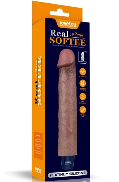 Real Softee Vibrating Dildo Brown 22,5 cm