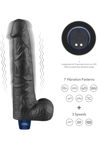 Rechargeable Vibrating Dildo Black 27,2 cm