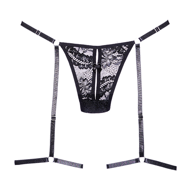 Say it with Garters - Lace Thong - Black