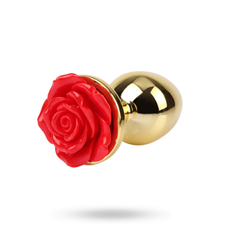 Showy Rose Anal Plug Medium Gold/red