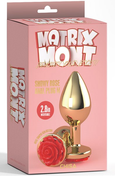 Showy Rose Anal Plug Medium Gold/Red