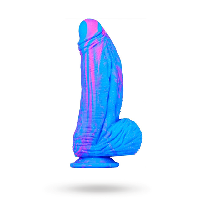 Silicone Dildo Fat Dick Blue-Pink 25cm