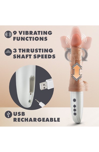 Thrusting, Vibrating & Warming Dildo 17,5 cm