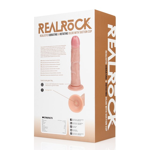 Vibrating and Rotating Regular Curved Cock 20.5 cm - Flesh