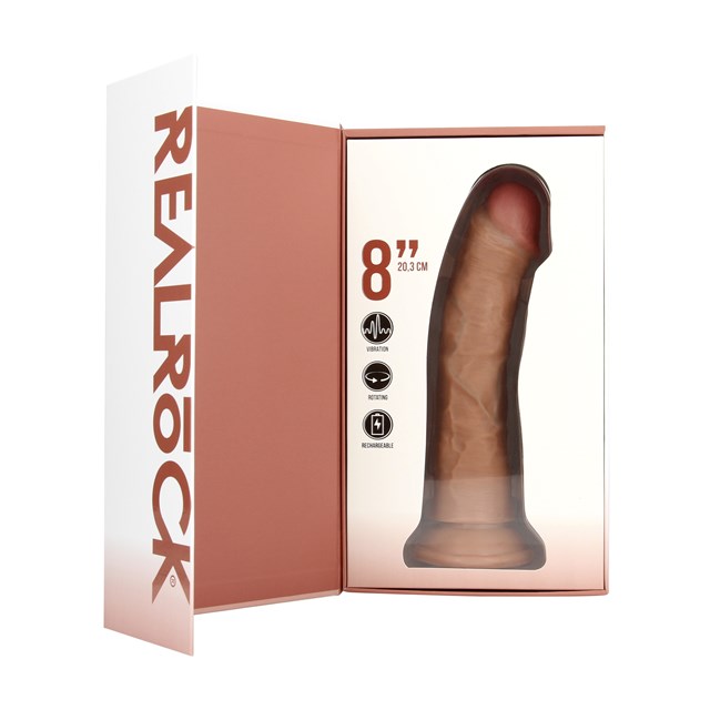 Vibrating and Rotating Regular Curved Cock 20.5 cm - Tan