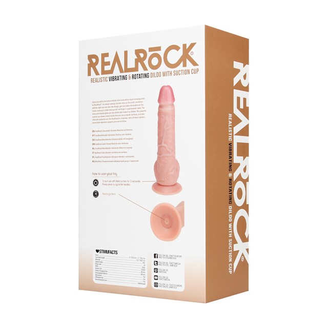 Vibrating and Rotating Straight Cock with Balls 20.5 cm - Flesh