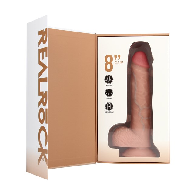 Vibrating and Rotating Straight Cock with Balls 20.5 cm - Flesh