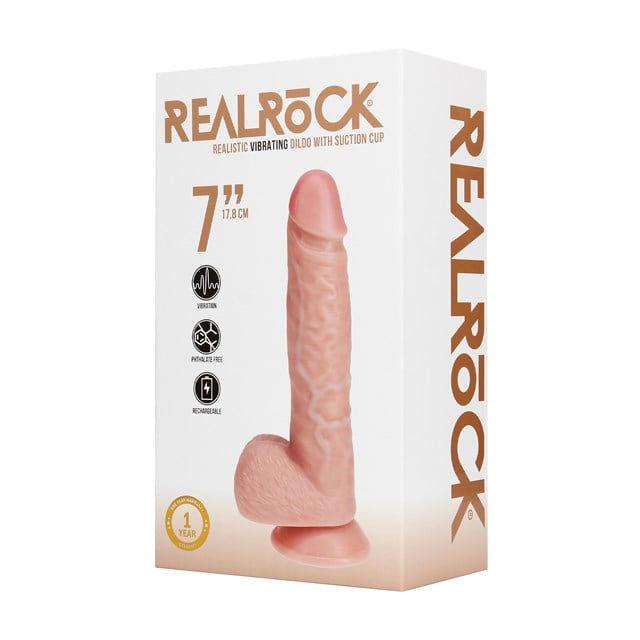 Vibrating Regular Straight Cock with Balls 18 cm - Flesh