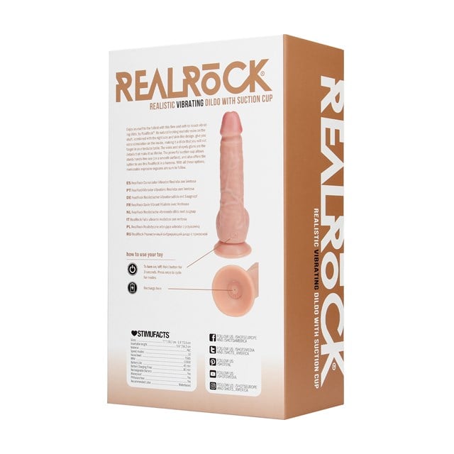 Vibrating Regular Straight Cock with Balls 18 cm - Flesh