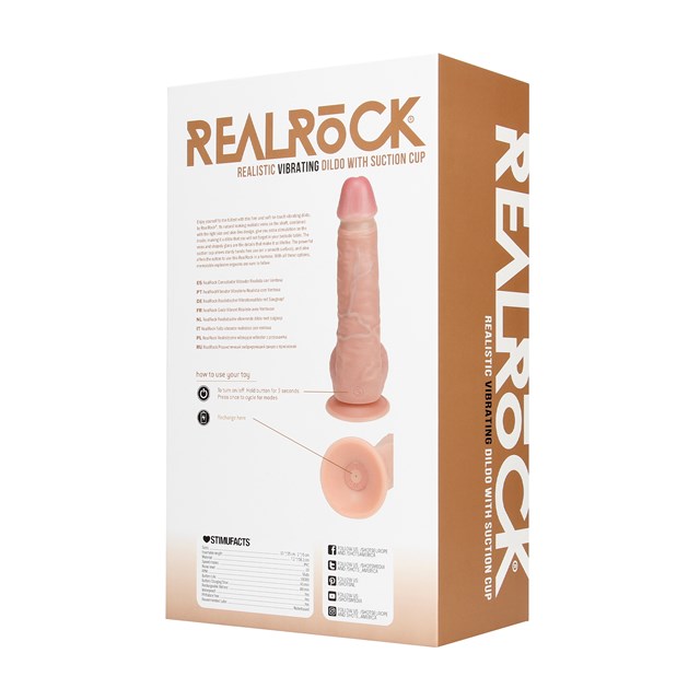 Vibrating Regular Straight Cock with Balls 23 cm - Flesh