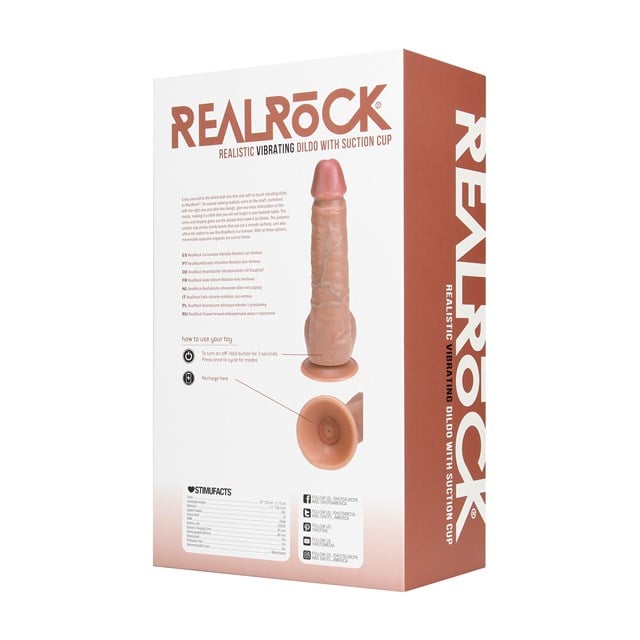 Vibrating Regular Straight Cock with Balls 23 cm - Tan