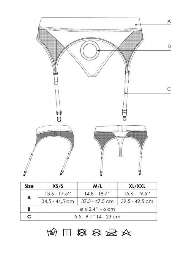 Vibrerande Strap-on stringtrosa med justerbara strumpeband