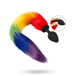 Fluffy Tail Butt Plug Rainbow