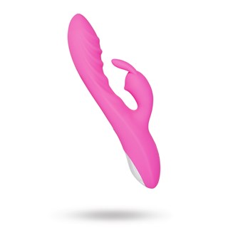 Flexible Ribbed Rabbit Vibrator - Pink